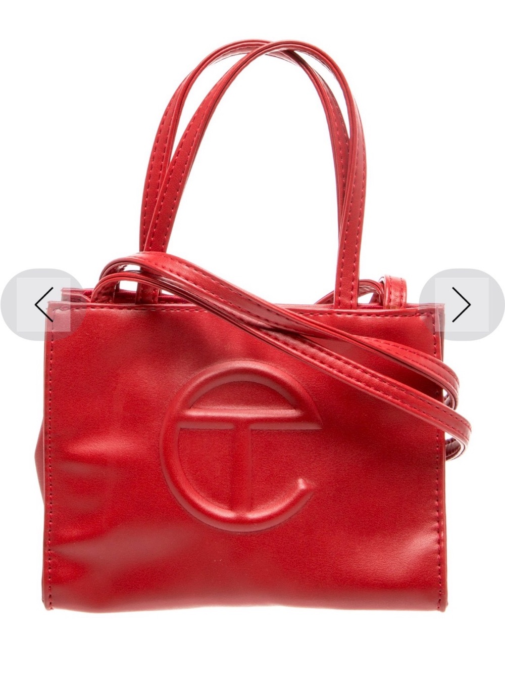 Telfar Mini Tote in Bright Red with Embossed Logo